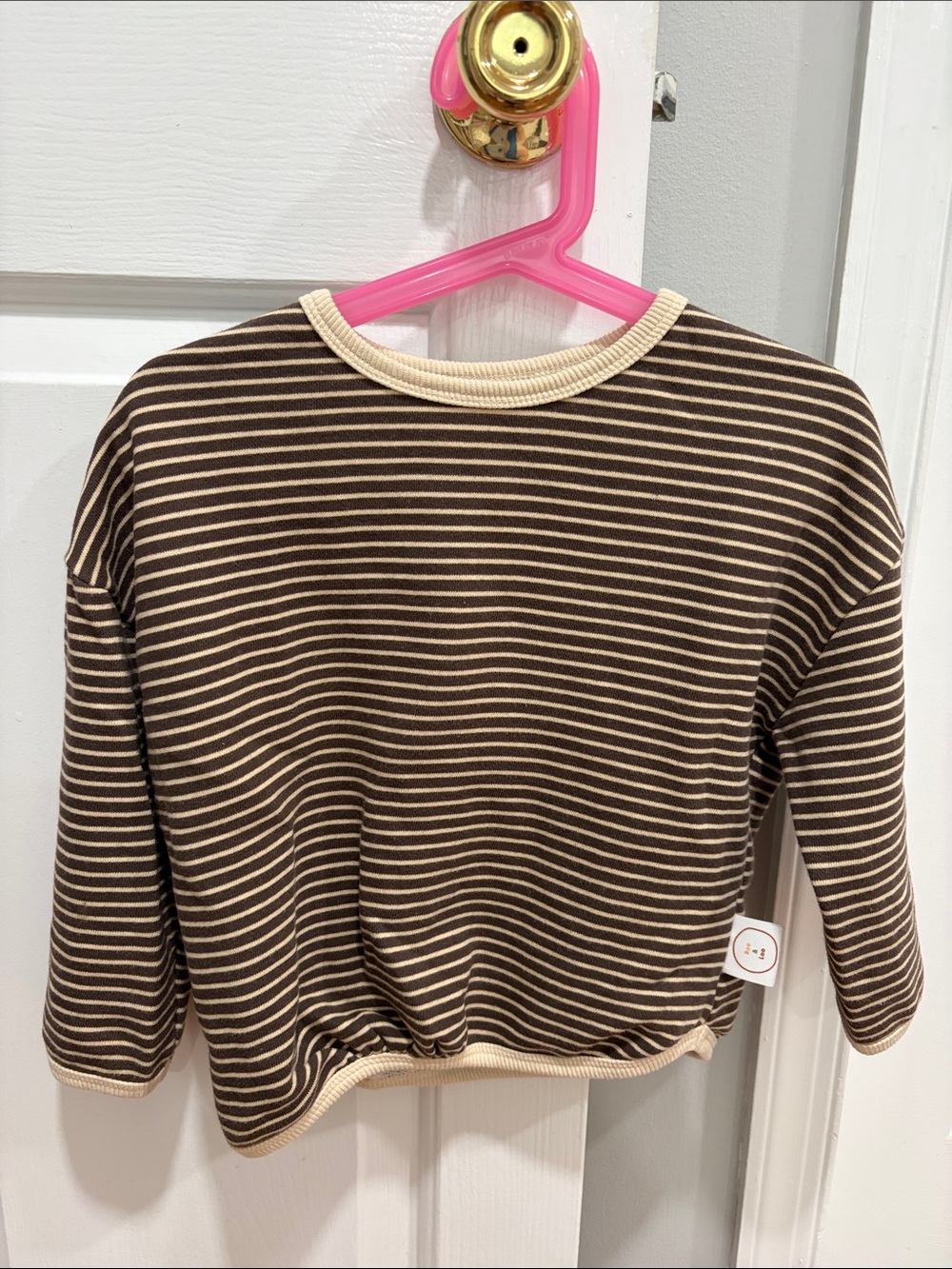 Striped Brown & Cream Kids' Top, cotton, 3T-4T